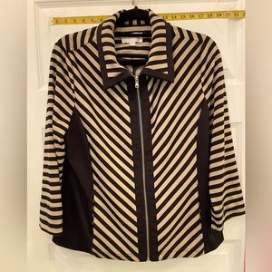 Erin London Striped black-tan jacket 3/4 sleeves rolled